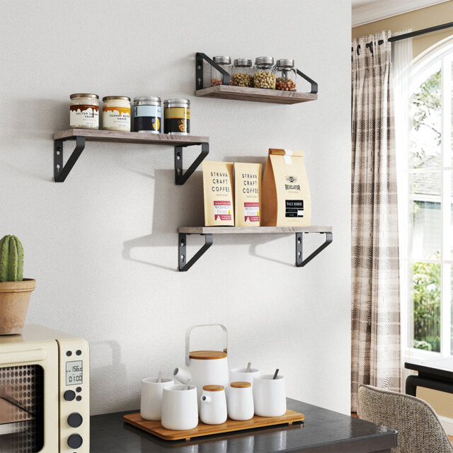 Wall Shelves, Floating Shelves Wall Mounted, Set Of 3, 2 Mounting Ways, 30/35/40 Cm, For Living Room, Bathroom, Kitchen