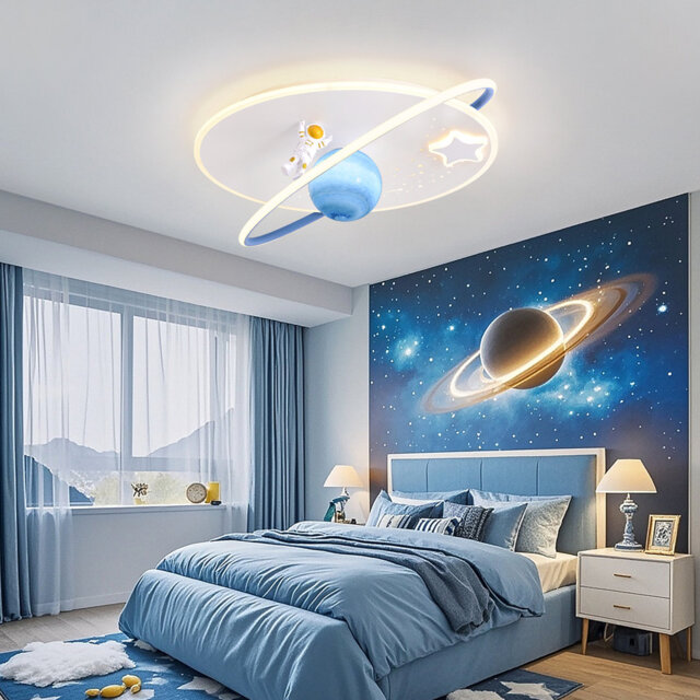 Flush Mount Lighting LED Modern Design Astronaut Ceiling Light Dimmable With Remote Control