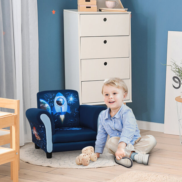Karine Kids Armchair Toddler Chair Space Rocket High Back Blue for 3-5 Yrs