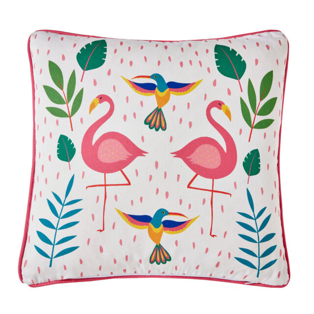 Tropical Flamingo Indoor / Outdoor Animal Print Square Scatter Cushion Cover