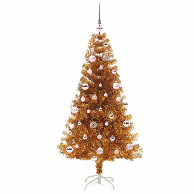 vidaXL Christmas Tree with 300 LEDs with Stand Gold PET