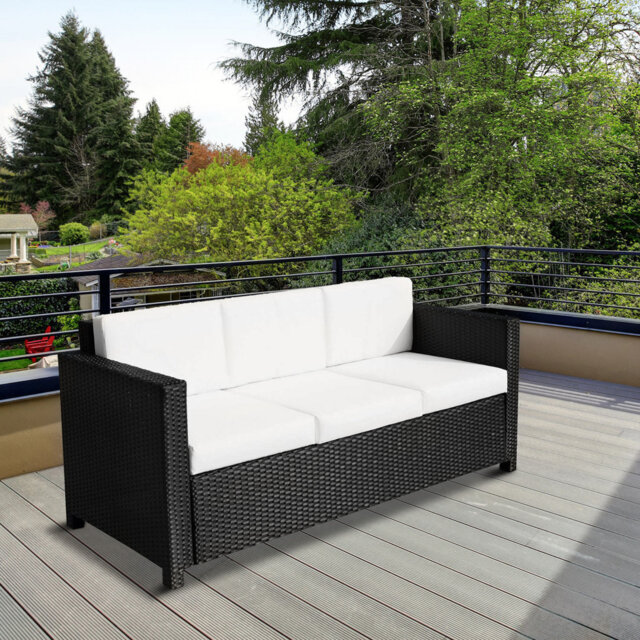 Cybele Rattan Wicker 3-seater Sofa Chair Patio Furniture w/ Cushion
