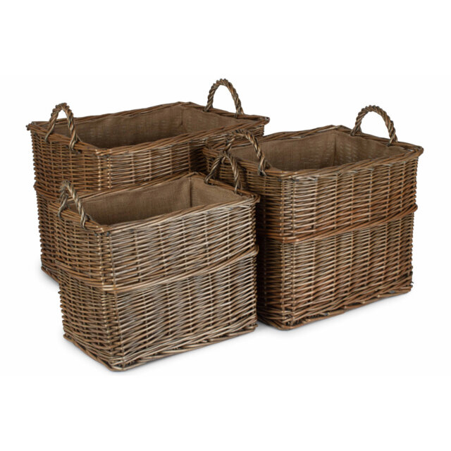 3 Piece Wicker Log or Storage Basket Set