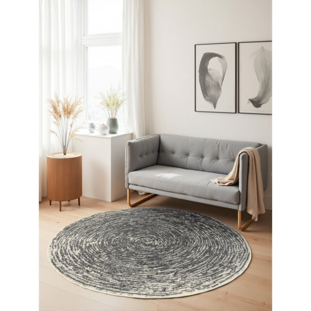 Cavallo Short Pile Rug Round by Hanse Home – Round short pile rug, abstract design, classic living room rug for living rooms, bedrooms, dining rooms,