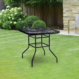 Brielynn Square Metal Folding Outdoor Dining Table With Umbrella Hole , 80cm cm W 80cm cm D