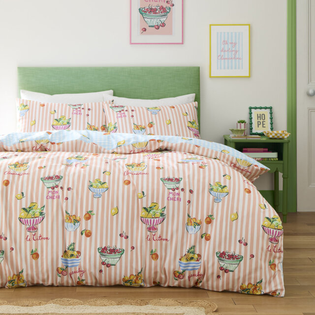 Summer Fruits Cotton Blend Floral Duvet Cover Set