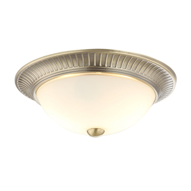 Pudsey Traditional Metal Flush Ceiling Light Fitting with Opal Glass Diffuser