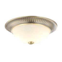 Pudsey Traditional Metal Flush Ceiling Light Fitting with Opal Glass Diffuser