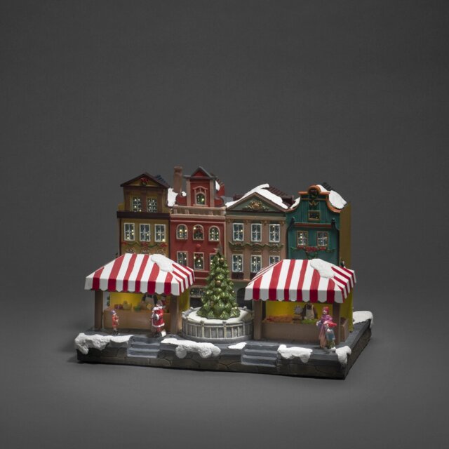 Festive Fiber Optic House with Music & 5 LED Lights - Battery Operated, Multi-Coloured