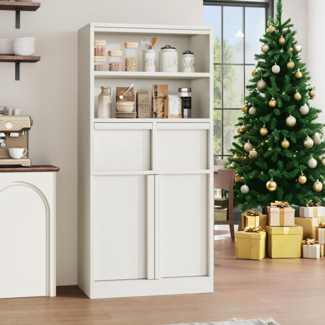 51 Inch Tall Bathroom Storage Cabinet with Doors and Drawers, Freestanding Floor Organizer Shelf for Bathroom, Kitchen, Pantry, Entryway, MDF Waterpro