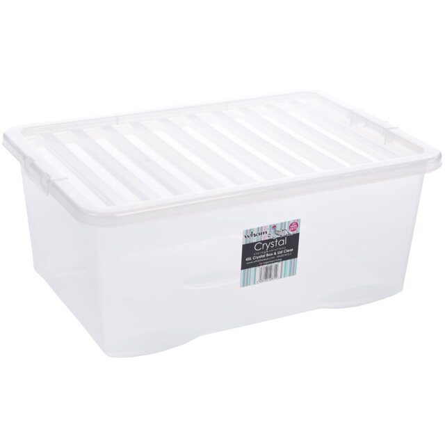 Wham Crystal 32L Plastic Storage Boxes Pack of 3 Clear