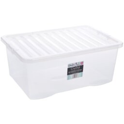 Wham Crystal 32L Plastic Storage Boxes Pack of 3 Clear