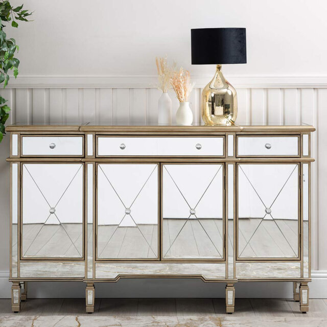 Bebington 152Cm Wide 3 Drawer Sideboard for Living Room Furniture, Mirrored Storage Cabinet