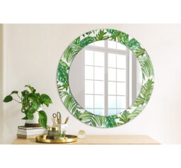 Huldar Round Glass Framed Wall Mounted Accent Mirror in Green/White