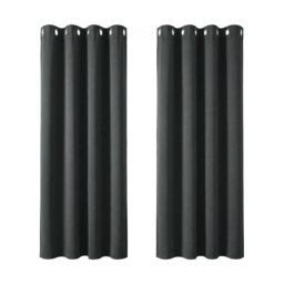 Dark Grey 2 Panels Blackout Curtains Thermal Insulated Energy Saving, 117 x 160 cm