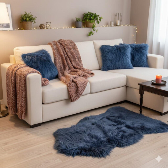 Kampala Hill Luxury Faux Rabbit Fur Rug With Suede Backing Area Rug Plush Soft Accent Rug Blush Pink 60x90cm