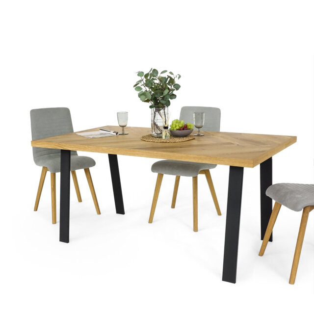 Medora Oak Metal Base Dining Table
