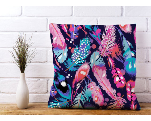 Deaux Beautiful Colourful Feathers Scatter Cushion with Filling