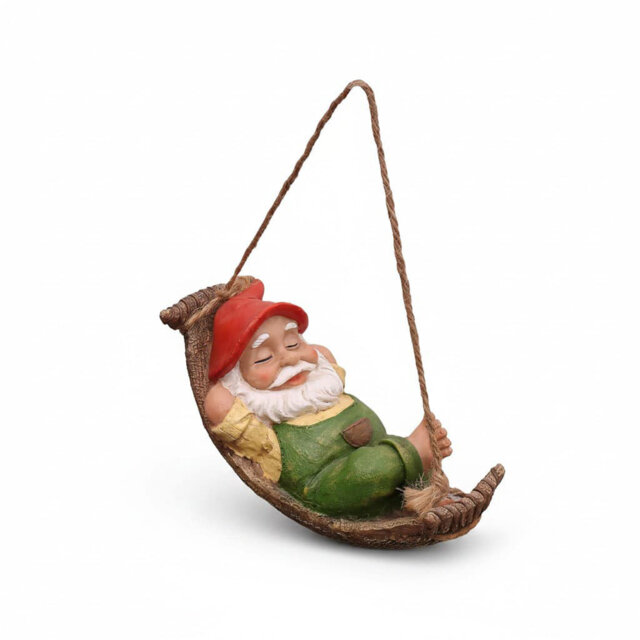 "3.1""×6.1""×3.2"" Green Resin Hanging Garden Gnome Tree Ornament, Outdoor Decor Gift"