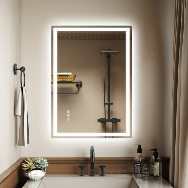 Casten Sleek LED Bathroom mirror with Bluetooth, Dimming, 3 color temperature, Anti-fog Wall mirror