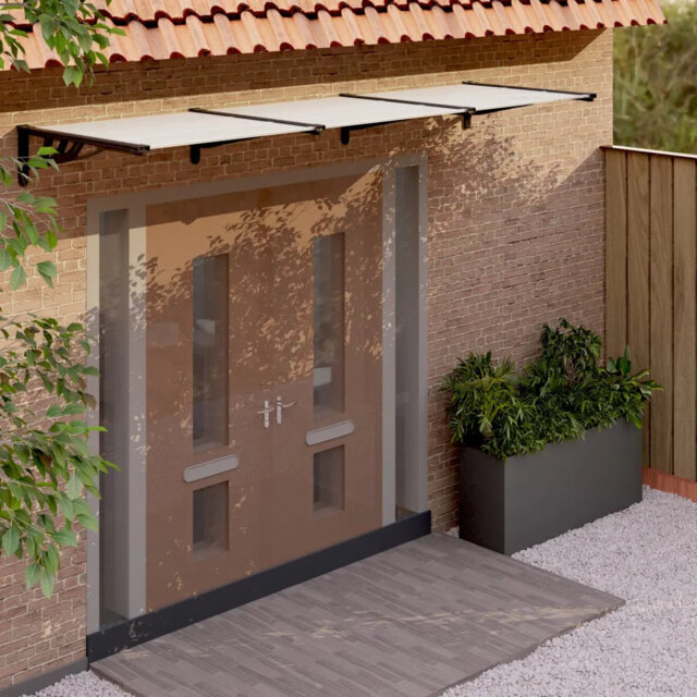 Dakota Fields 358.5cm W x 90cm D Plastic Cover Retractable Patio Awning