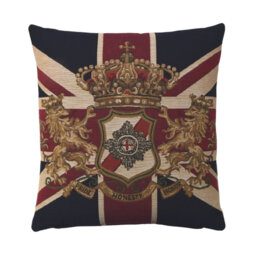 Union Jack Crest Tapestry Cushion with Feather Filler