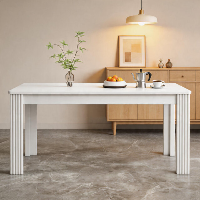 4 Seater MDF Dining Table, Modern Rectangle Wooden Kitchen Dining Room Table, Heavy Duty 130KG Load Small Coffee Table, Easy Assembly Dinner Furniture