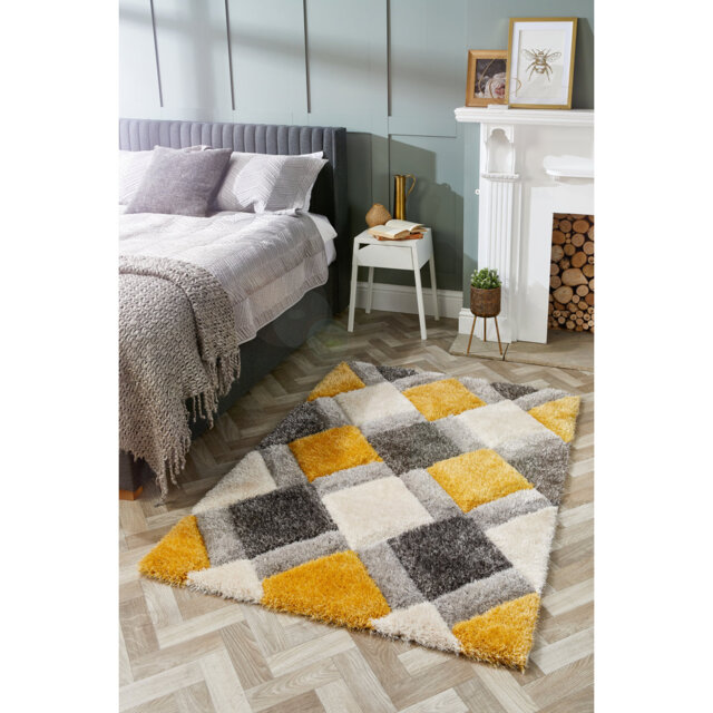 Boroughbridge Geometric Handmade Handwoven Yellow/White/Grey Area Rug