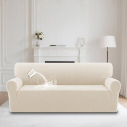 High Stretch Sofa Cover For 3 Seater W180-203Cm, Ivory