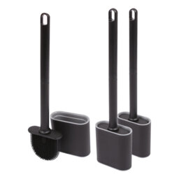 Harbour Housewares - Wall-Mounted Toilet Brush & Holder - Pack of 3