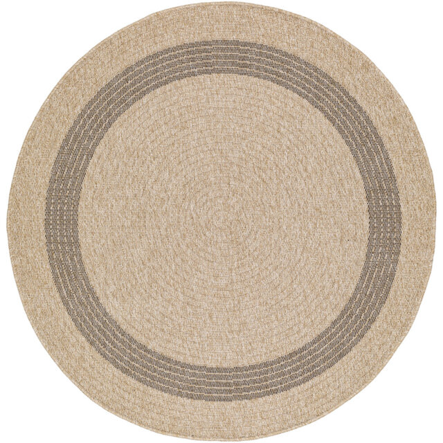 Stockett RoundBoho Jute-Look Beige Brown Area Rug