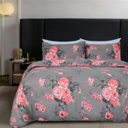 Ultra Soft Microfiber Dual Pattern Reversible Duvet Cover With Matching Pillow Covers