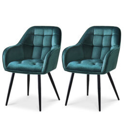 ELUCHANG Kitchen Dining Chair Set of 2 with Arms, Backrest, Velvet Thick Padded Upholstered, Vanity Chair, for Dining Room, Living Room, Dressing Tabl