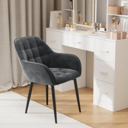 ELUCHANG Kitchen Dining Chair Set of 2 with Arms, Backrest, Velvet Thick Padded Upholstered, Vanity Chair, for Dining Room, Living Room, Dressing Tabl