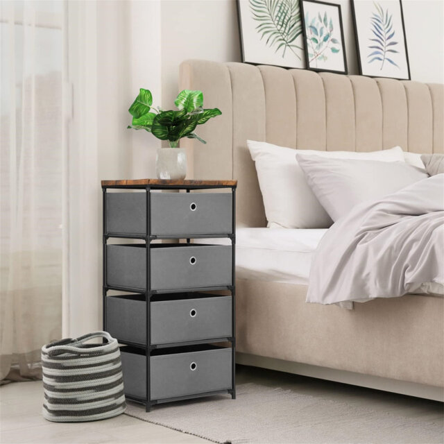 Dresser With 4 Drawers, Fabric Chest Of Drawers Storage Tower, Large Capacity Chest Cabinet Organizer Unit For Bedroom, Dorm, Hallway
