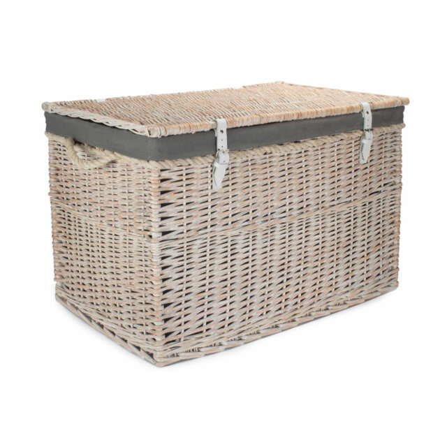 Fleur De Lis Wicker Storage Hamper Basket with Lining