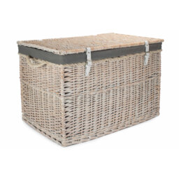 Fleur De Lis Wicker Storage Hamper Basket with Lining