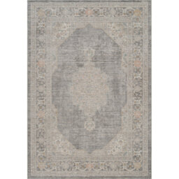 Washable Living Room Traditional Orchid Floral Area Rug – Soft Polypropylene Weaving, Low Pile, Non Slip Cotton Backing for Elegant Indoor Spaces, Gre