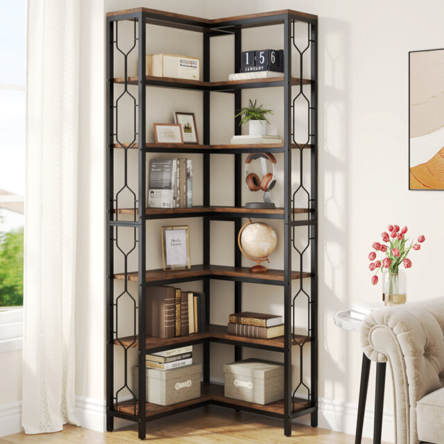 Amyri 200cm H x 60cm W Steel Corner Bookcase