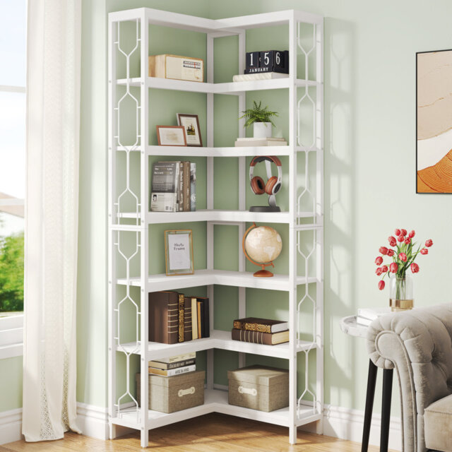 Amyri 200cm H x 60cm W Steel Corner Bookcase
