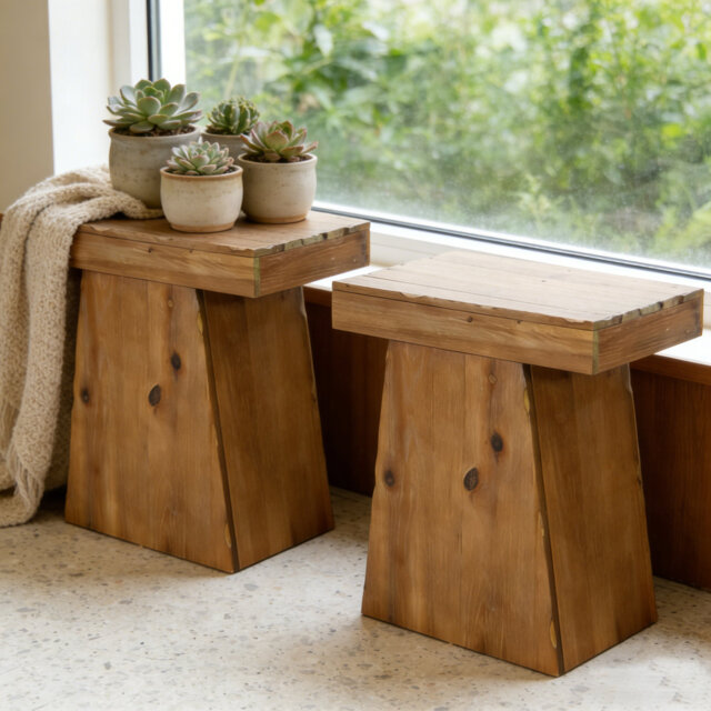 Solid Wood Pedestal End Table