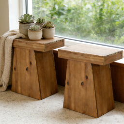 Solid Wood Pedestal End Table