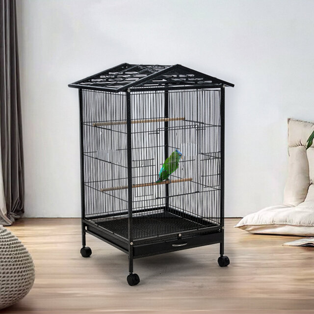 77cm Open Play Top Metal Pet Bird Cage with Casters