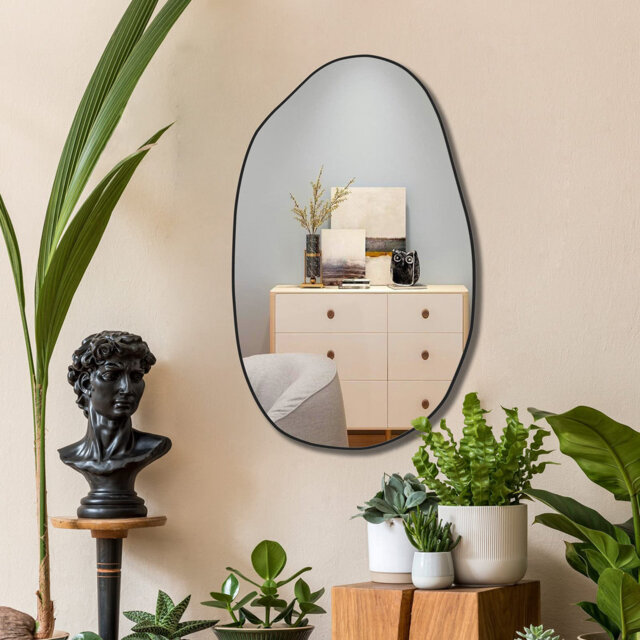 Irregular Wall Mirror, Asymmetrical Mirror Wall Mounted, Unique Vanity Mirror,Shaped Dressing Mirror Decorative For Living Room, Bathroom, Bedroom, En