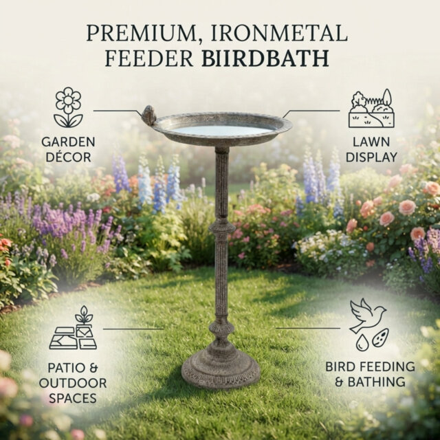 Blaydon Freestanding Metal Tray Bird Feeder Hand Finished Garden Wildlife Decorative Stand Decor