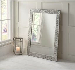 Beauchamp Wood Framed Wall Mounted Accent Mirror in White/Silver