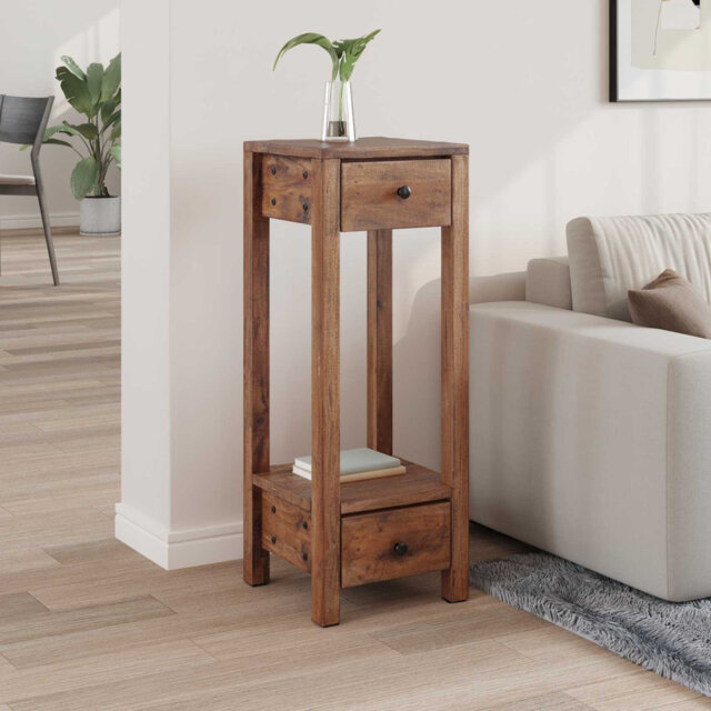 Plant Stand With Drawer Brown Mahogany Wood Stands Outdoor Display