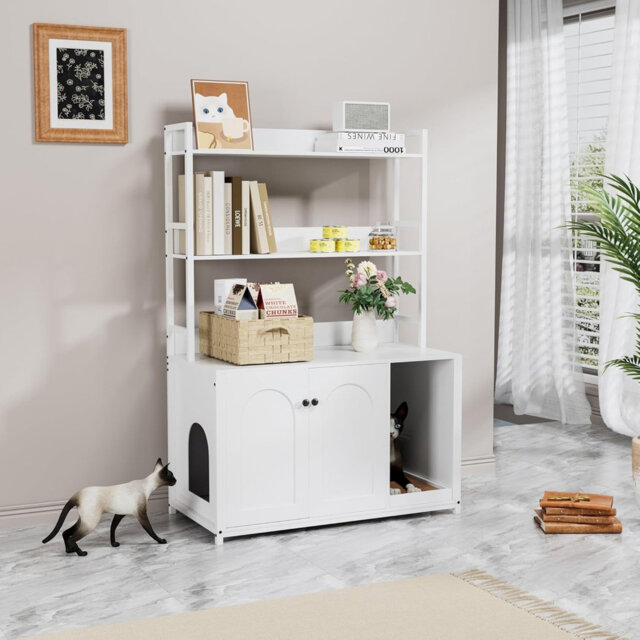Litter Box Enclosure With Shelves And Doors, Industrial Cat Cabinet, Hidden Cat Litter Box Enclosure, Cat Litter Box Furniture, Cat Washroom