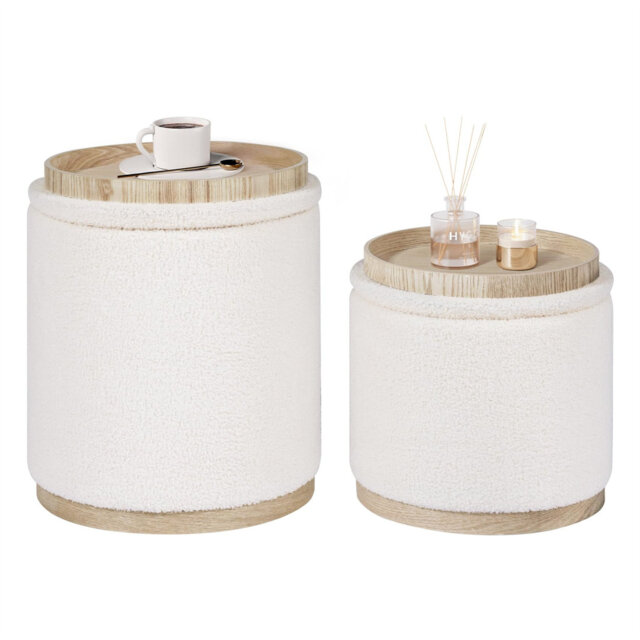 Tray Top Pedestal End Table Set