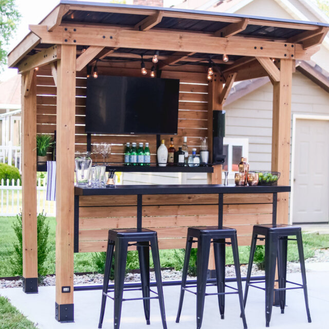 Backyard Discovery Cedar Springs Wooden Outdoor Garden Bar with Powerport 2.6m x 1.9m (9ft x 6ft)